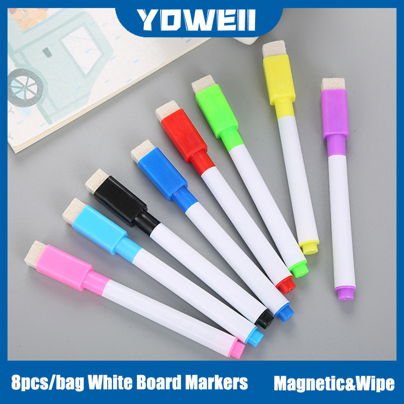 Magnetic Dry Erase Markers (8 Pack) Low Odor White Board Markers