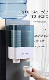 Giá lấy ly cốc giấy tự động 2 ngăn hiện đại