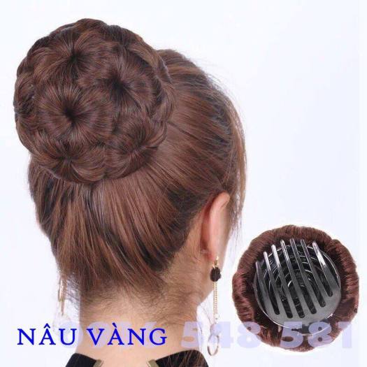 Búi tóc giả trung niên, búi hoa không đính đá