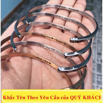 Khắc tên theo yêu cầu Vòng tay titan CK lắc tay cuff kiểu chữ C thời trang teen nam nữ đeo đều đẹp LAVIDO