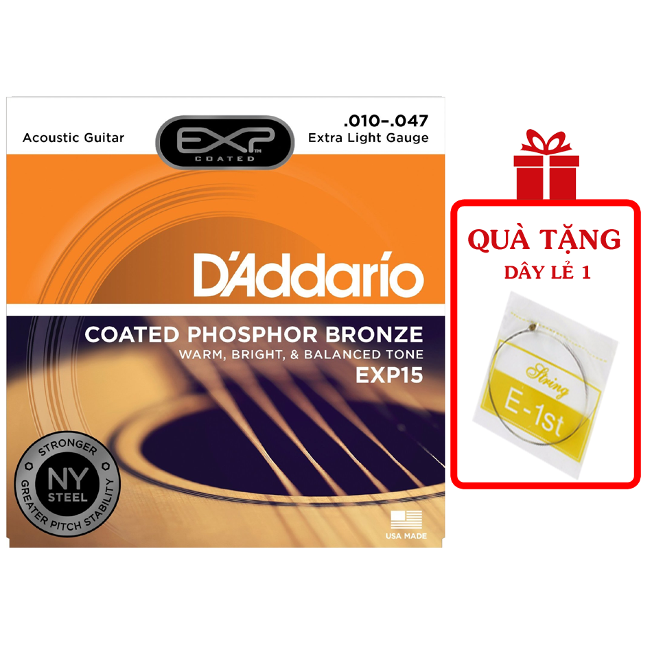 Bộ Dây Đàn Acoustic Guitar D'Addario EXP15 [Size 10]