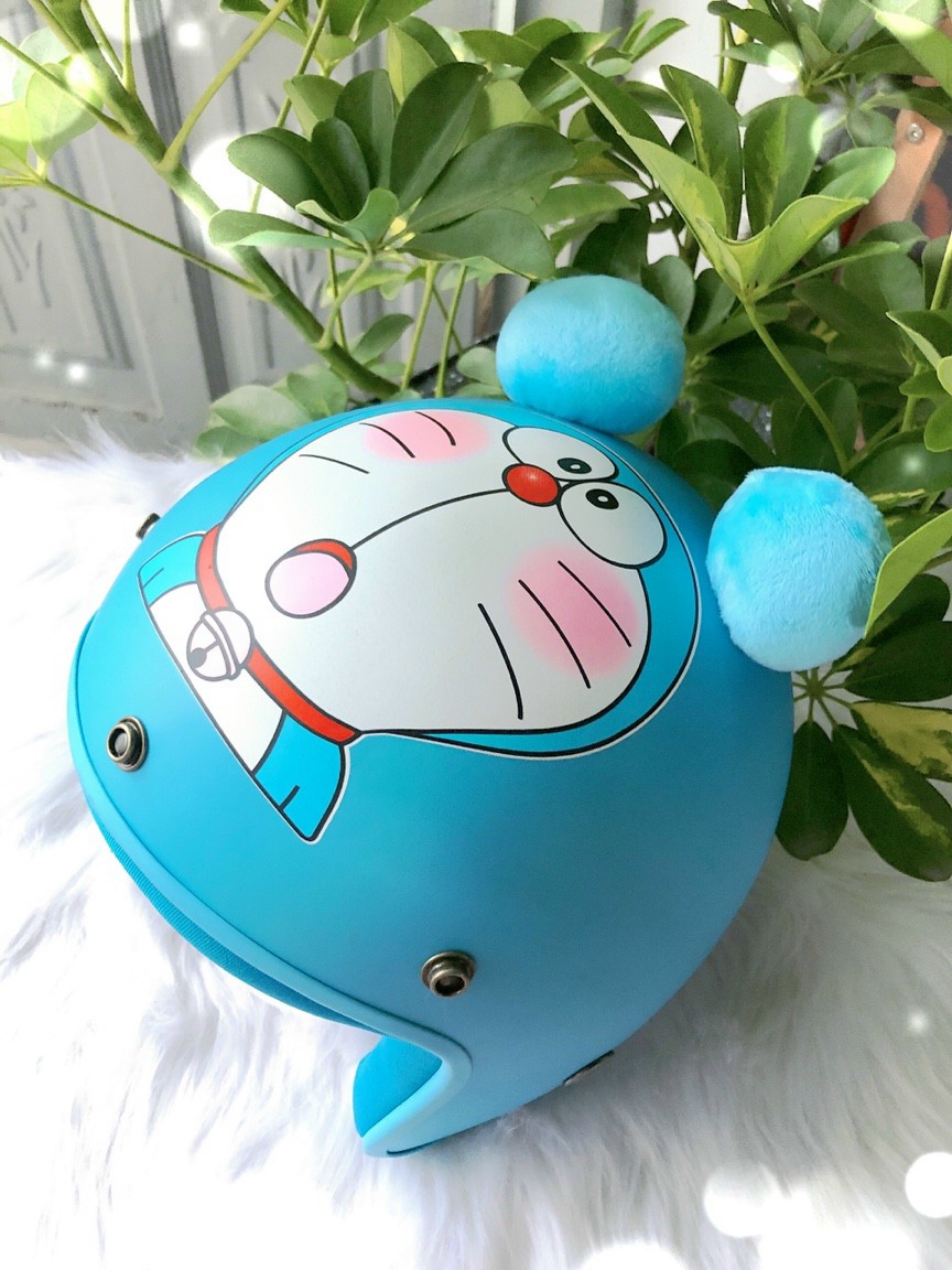 Nón bảo hiểm 3/4 tai bông Đô Rê Mon siêu kute