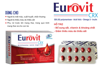 VIÊN UỐNG BỔ MÁU EUROVIT - BỔ SUNG SẮT CHO NGƯỜI THIẾU MÁU, HOA MẮT CHÓNG MẶT, ĐAU ĐẦU - HỘP 30 VIÊN
