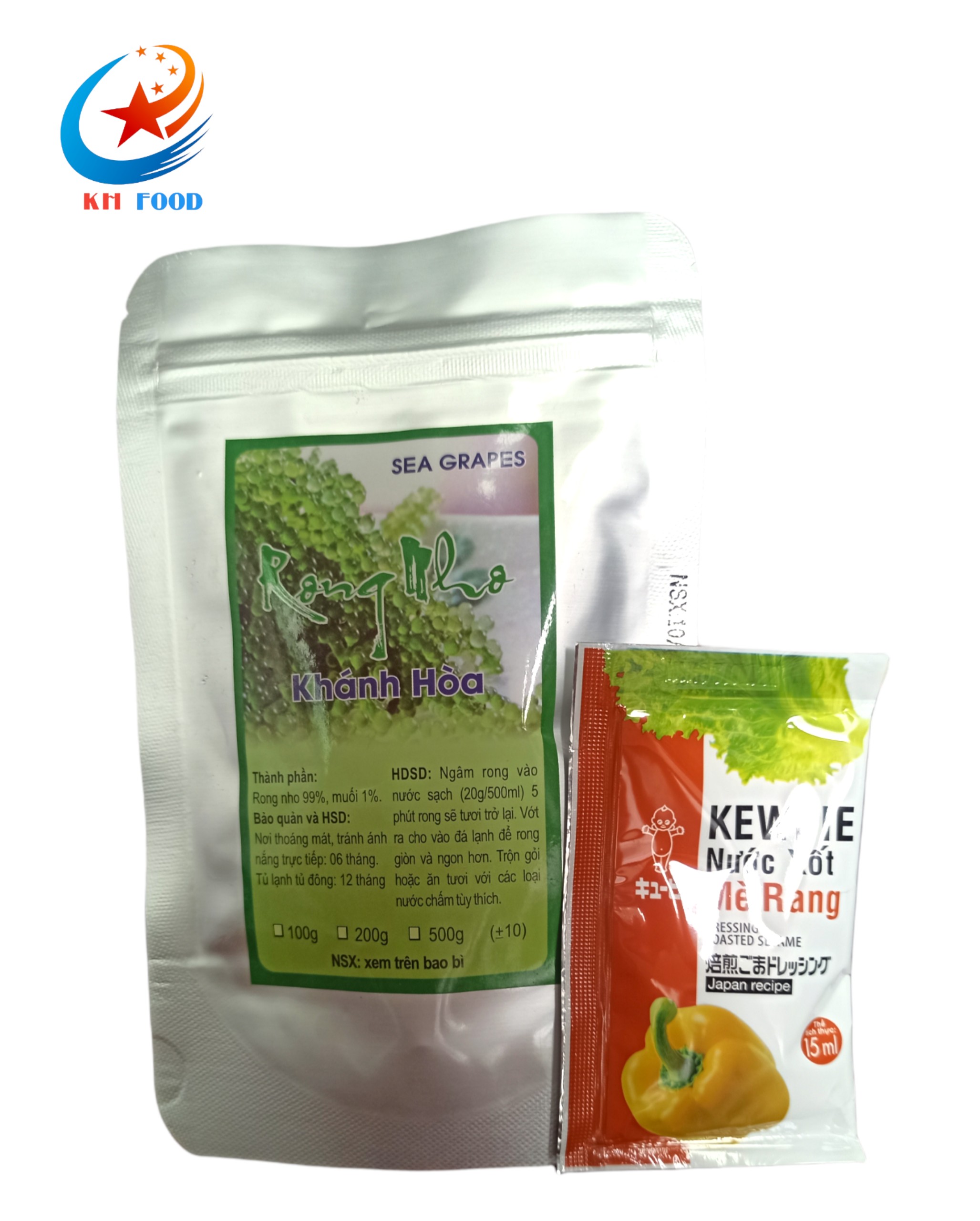 [ Tặng kèm nước chấm mè rang ] Gói 100 gram rong nho biển tách nước Khánh Hòa đặc sản Nha Trang