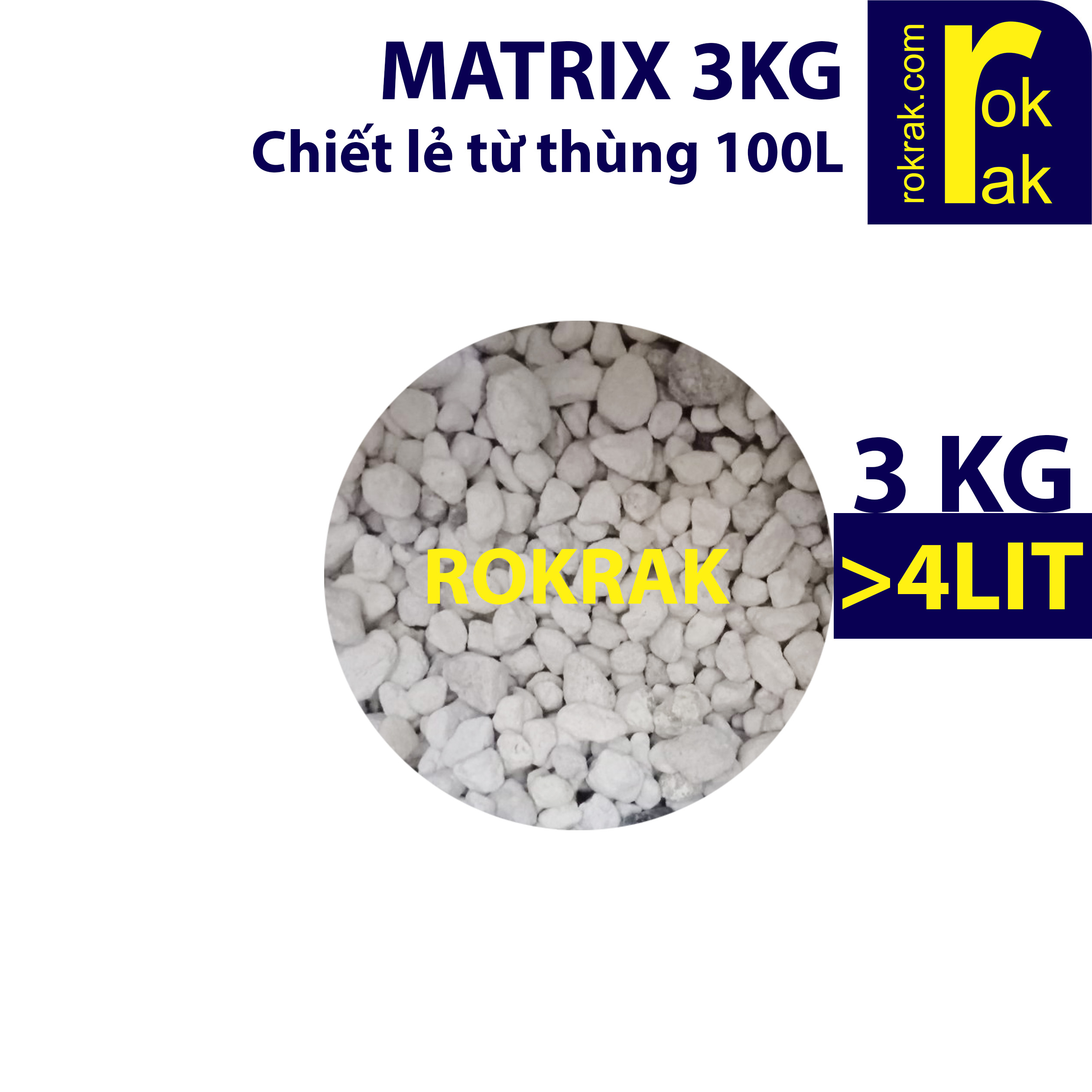 Đá Matrix chiết lẻ 3Kg hơn 4L lọc khử chu trình nito nơi trú ngụ vi sinh khử nitrat nitrit amonia