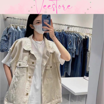 Áo gile bò nam nữ from rộng, áo khoác bò denim rách túi hộp phong cách hàn quốc xuongmaythaothuy