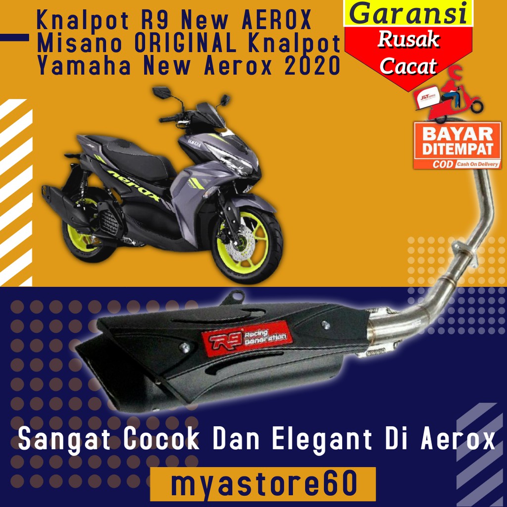 Knalpot Kenalpot R9 New AEROX Misano ORIGINAL Knalpot Aksesoris Sparepart Yamaha New Aerox 2020 - Jenama BR9 Harga 1,347,899 Ringgit*Penghantaran Percuma