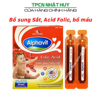 Siro bổ máu Alphavit bổ sung Sắt, Acid Folic cho bé và mẹ bầu, hỗ trợ giảm nguy cơ thiếu máu - Hộp 20 ống