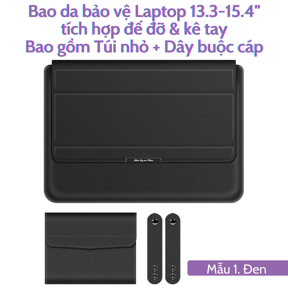 Sẵn VN - SHIPNOW W&Q Bao Da Bao Laptop Macbook 13 - 13.3 - 14 - 15.4 - 15.6 inch Sang Trọng Cao Cấp Nhiều Tính Năng Tích Hợp Giá Đỡ và Kê Tay