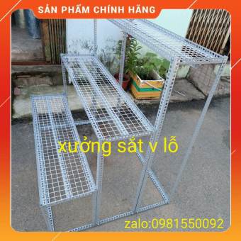 Kệ bậc thang 3 bậc khung V3x3cm (3 bậc dạng vỉ lưới sắt ô vuông) để cây cảnh và hàng hóa đồ gia dụng