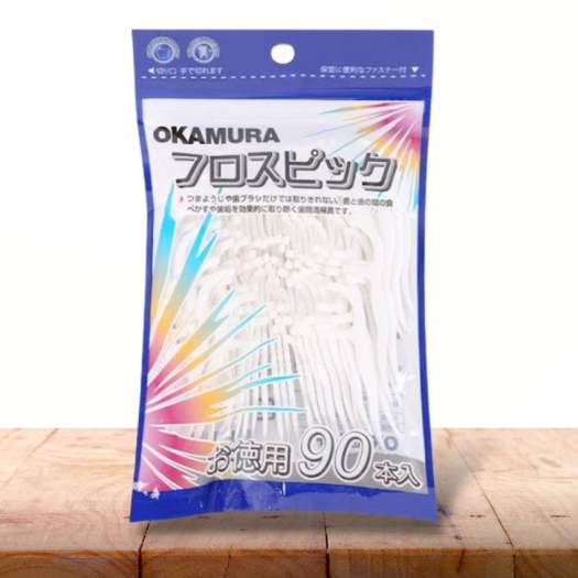 Tăm Nha Khoa OKAMURA Nhật gói 90 chiếc 2 đầu - Tăm Nhựa Xỉa Răng Nguyên Sinh An Toàn - Tăm Chỉ Nha Khoa - shop TBYT HCare