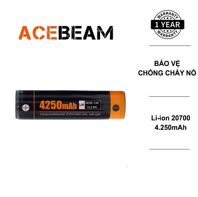 Pin sạc cao cấp ACEBEAM 20700 dung lượng cao 4250mAh Đèn Đèn pin