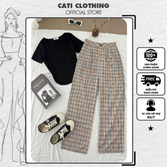 CATI Set bộ : Áo thun + quần kaki dáng suông (1762/1163)