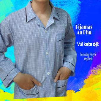 Bộ đồ ngủ pijama kate Tay dài quần dài kẻ sọc caro dành cho Nam