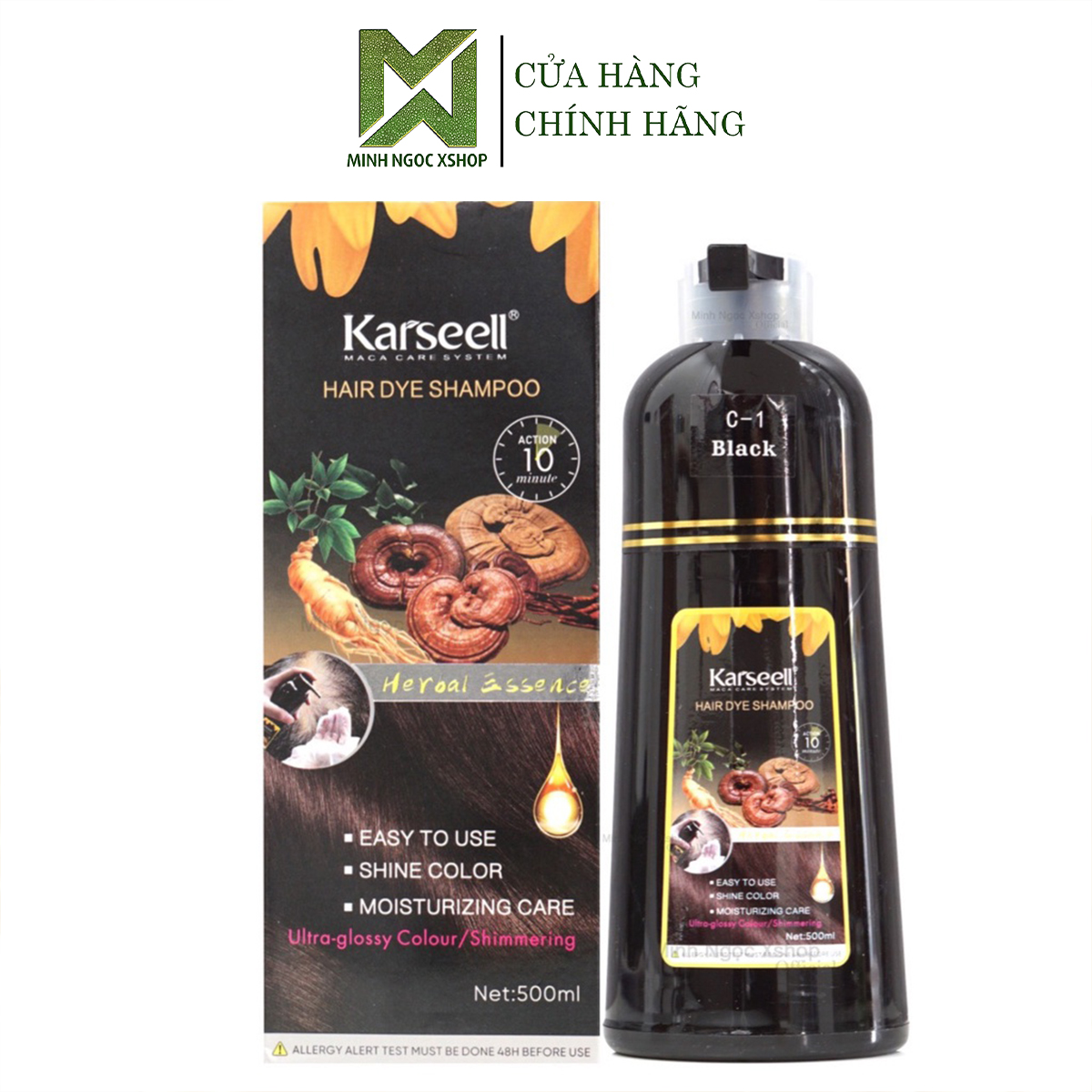 Dầu gội phủ bạc Karseell, dầu gội phủ bạc nhuộm tóc đen thảo dược Karseell 500ml