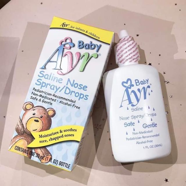 Chuẩn Mỹ- Date 05/2026 Nước muối nhỏ mũi vô trùng Baby Ayr dành cho bé từ sơ sinh hộp 30ml