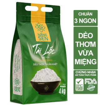 Gạo thơm thượng hạng Nàng Sen Tài Lộc 4kg - Dẻo ngon vừa miệng