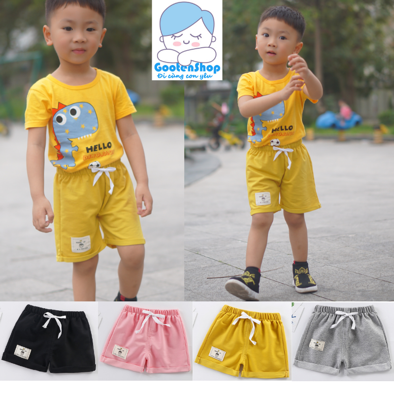Quần đùi bé trai và quần đùi bé gái, quần short bé trai, bé gái chất vải da cá 100% cotton từ 6 đến 23kg