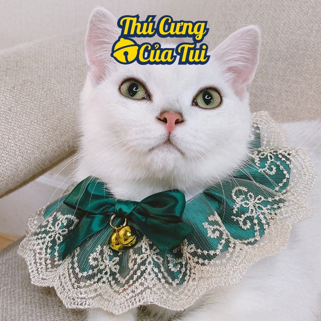 Vòng cổ yếm ren kèm chuông dễ thương cho thú cưng chó mèo - thú cưng của tui