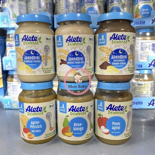 Hũ dinh dưỡng hữu cơ Alete đóng lọ 190g cho bé 4/6m  (date 2022)