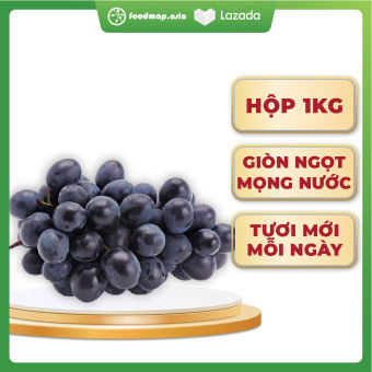 Nho Đen Không Hạt Nam Phi - Tươi Ngon, Giòn Ngọt - Foodmap Fruits - Hộp 1kg
