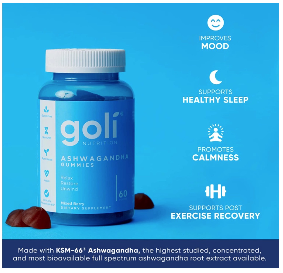 [ สินค้าใหม่มาแรง (โสมอินเดีย) ] Goli , Ashwagandha gummies x 60 กัมมี่ (Gummies) - ยี่ห้อ Goli ราคา 1,290 บาท*ส่งฟรี
