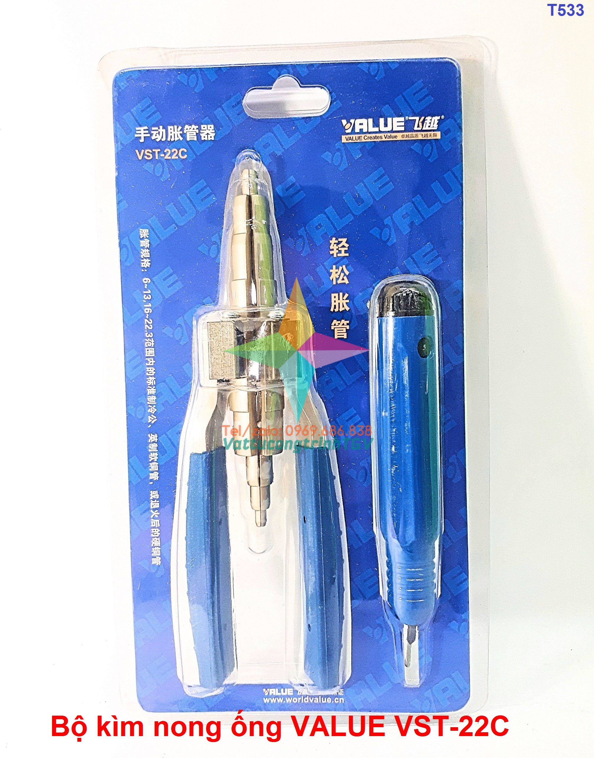 Kìm nong ống đồng value vst-22c kèm nạo via