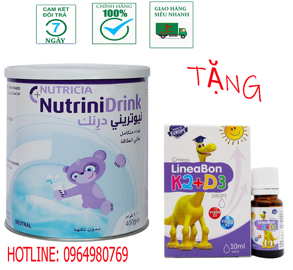 Combo 4 lon sữa bột nutrinidrink 400g vị trung tính date t3/2023
