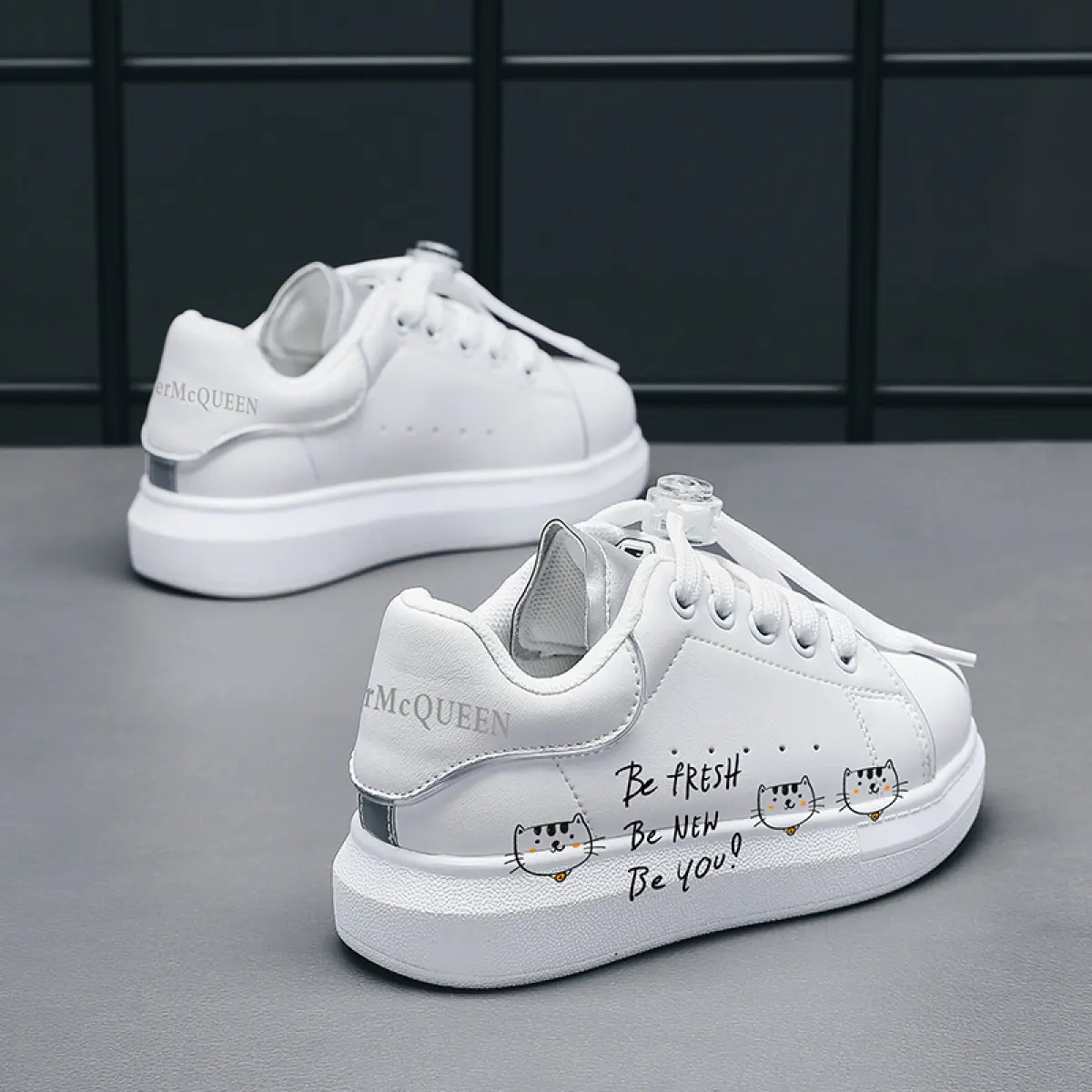 breathable white sneakers