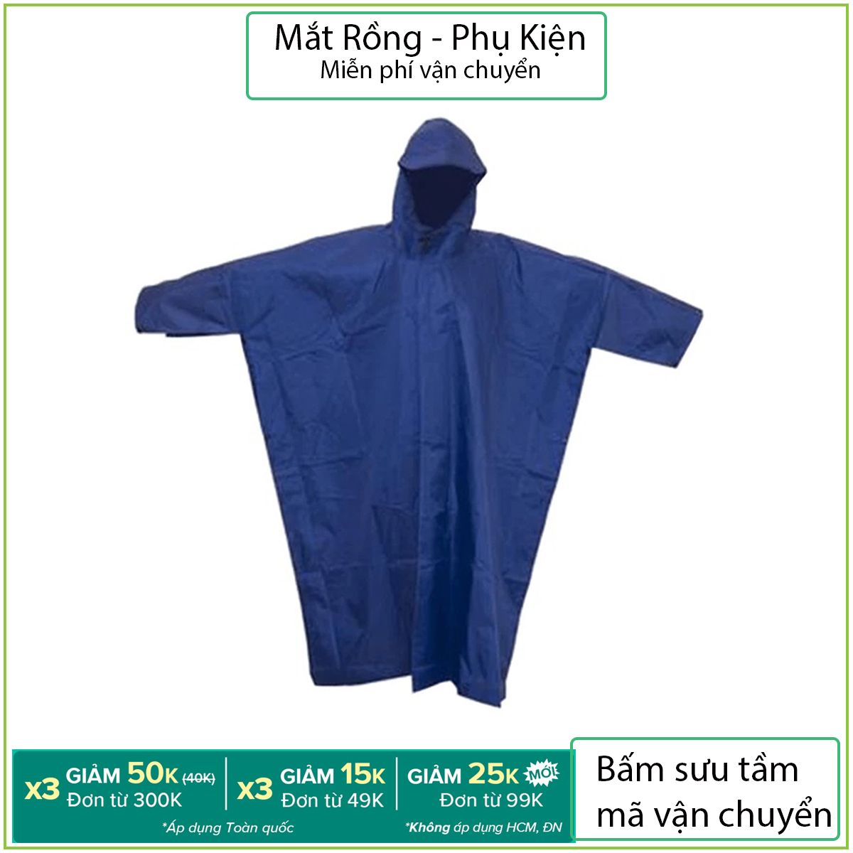 Áo mưa vải dù cánh dơi (xẻ tà) siêu bền