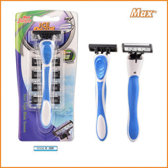Dao cạo râu 3 lưỡi MAX, 5 đầu dao, nhập khẩu Thuỵ điển, một cán và 5 đầu dao cạo, có dải bôi trơn, lưỡi dao sắc, chống gỉ, cạo êm, không rát