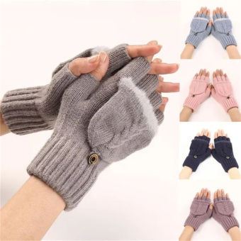 1 đôi găng tay đan len ấm mùa thu đông cho nữ Phụ Nữ Găng tay nửa ngón tay lật dày