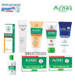 Combo 8 sản phẩm Acnes chăm sóc da mụn: sữa rửa mặt acnes & gel giảm mụn acnes + dung dịch kháng khu