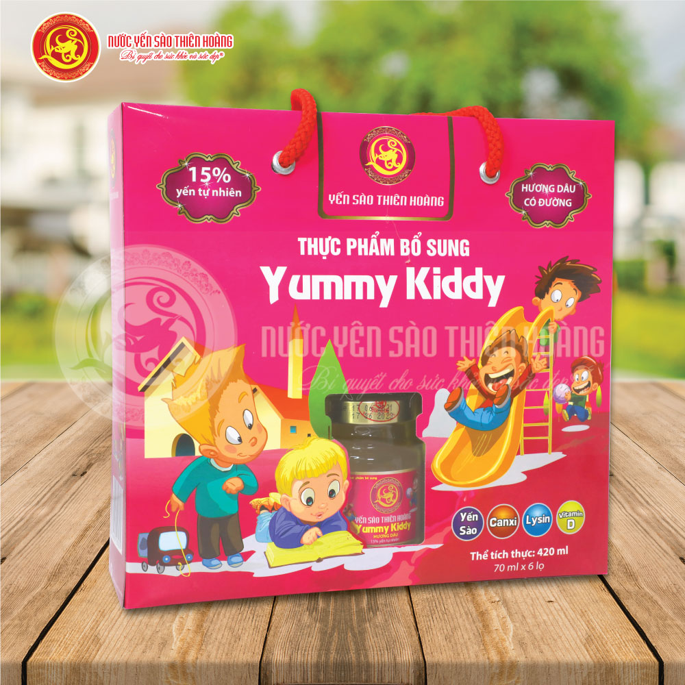 Yến Yummy Kiddy Hương Dâu Thiên Hoàng - Tặng 5 lon yến