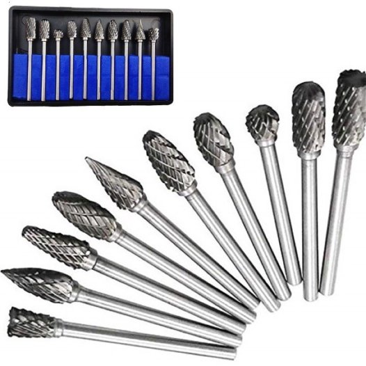 Bộ 10 mũi mài hợp kim. mài gỗ. mài kim loại. khoét nhựa. mica.