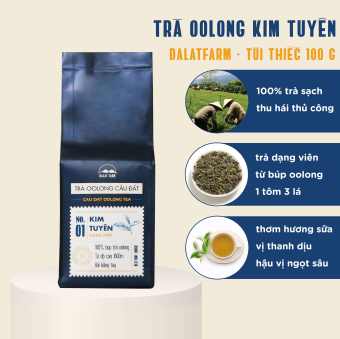 Trà Oolong Kim Tuyên Cầu Đất DalatFarm - Túi thiếc 100Gr