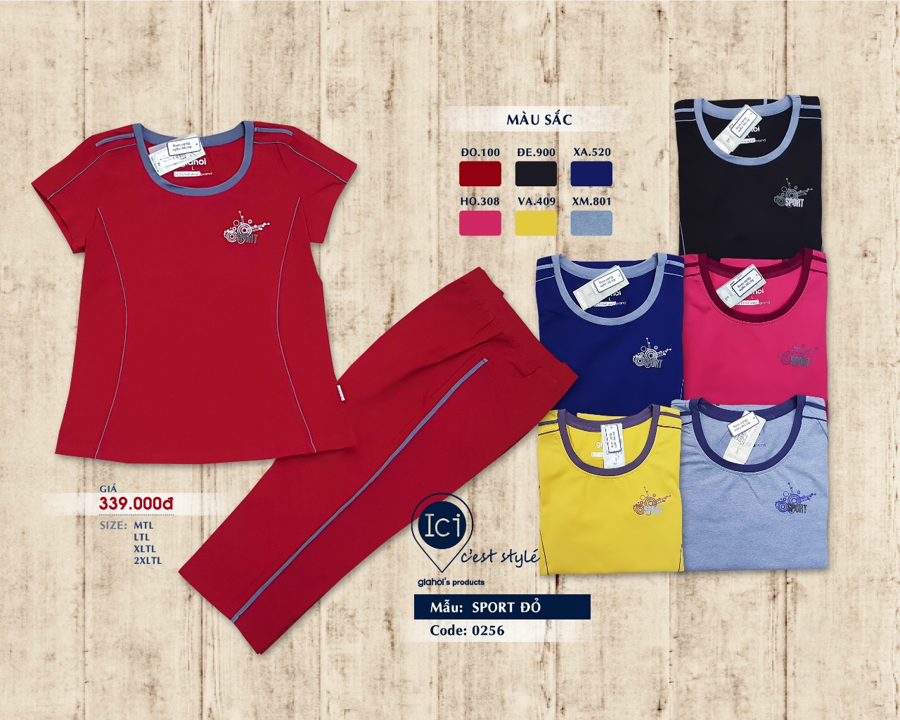 Đồ bộ, đồ ngủ, Bộ mặc nhà cotton Gia Hồi Sport Đỏ
