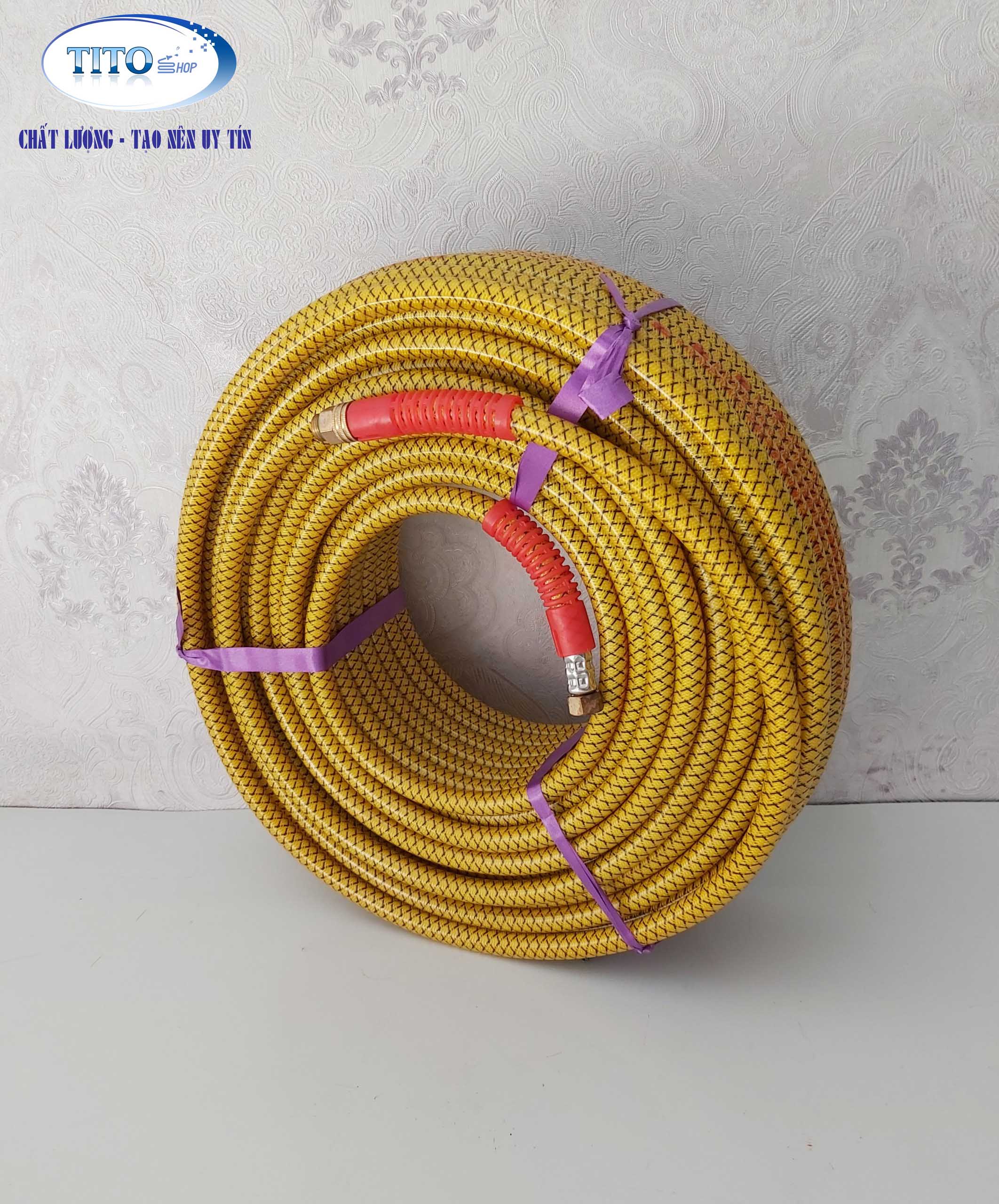 Dây hơi áp lực cá sấu croccodile 8,5mm - 50m màu vàng - dây cao áp máy rửa xe
