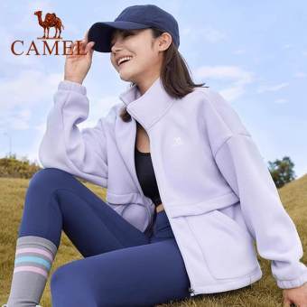 Cameljeans Thể Thao Áo Cardigan lông cừu áo khoác Phụ nữ mùa thu và mùa đông đứng cổ áo áo khoác Jacket Lông Cừu