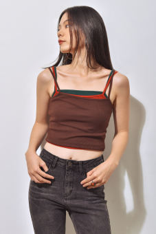 Áo Maybi croptop ôm thun gân 2 dây