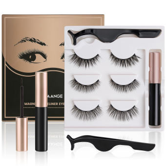 MAGEFY Bộ 3 Cặp Lông Mi Nam Châm Bút Kẻ Mắt Dạng Lỏng & Lông Mi Nam Châm & Nhíp Dụng Cụ Nối Mi Thu Hút