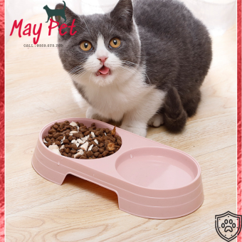 Bát ăn cho mèo bát ăn cho chó chất liệu nhựa PP cứng cáp dễ dàng vệ sinh sạch sẽ 2 khay tiện dụng chất liệu nhựa cao cấp màu sắc kiểu dáng siêu cute