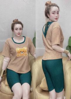 Đồ Bộ Lửng Gấu Mây Vải Đũi Xốp Nhật Mềm Mại - Freesize Dưới 58kg - Đồ Bộ Mặc Nhà Xinh Xắn - Shop Nguyên Khánh Store