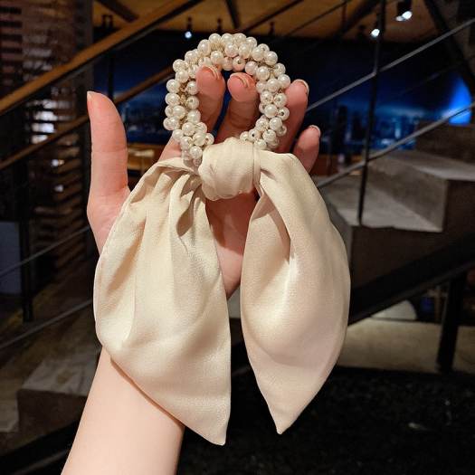 Dây buộc tóc vải lụa trơn cỡ lớn thời trang Hàn Quốc