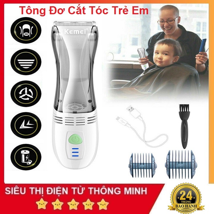 Tong đơn cắt tóc, Tăng Đơ Cắt Tóc cho bé, Tông đơ cắt tóc gia đình kiêm hút tóc cho trẻ em cao cấp Kemei KM 79 có lưỡi cắt an toàn, dễ cầm