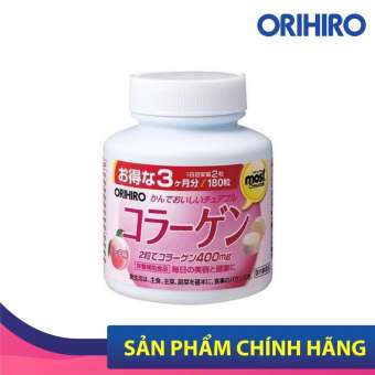 Viên Nhai Orihiro Vị Đào 180 Viên Bổ Sung Collagen Giúp Da Săn Chắc, Đàn Hồi, Chống Lão Hoá