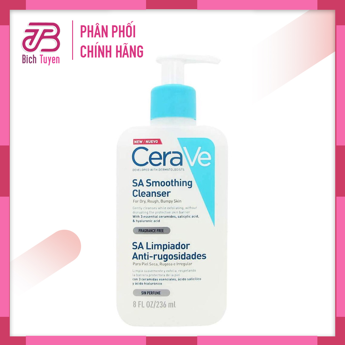 Sữa rửa mặt cerave sa smoothing cleanser 236ml - dành cho da dầu da nhạy cảm 236ml - cerave bản mỹ