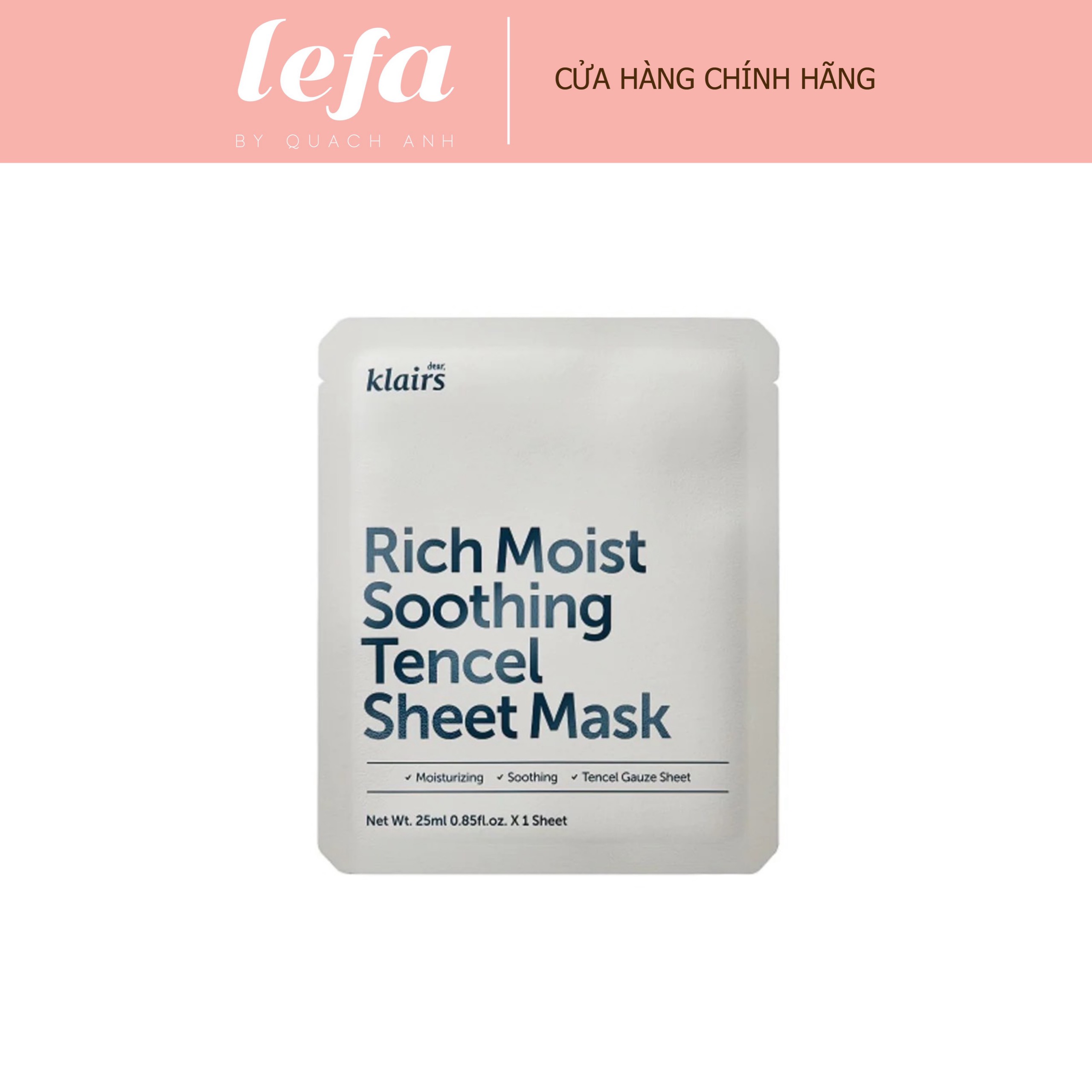 Mặt nạ giấy Dear Klairs Rich Moist Soothing Tencel Sheet Mask 25ml