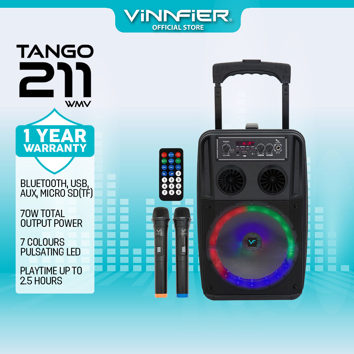 VINNFIER TANGO XT6000 WMU 300W Output Power Portable Party Speaker