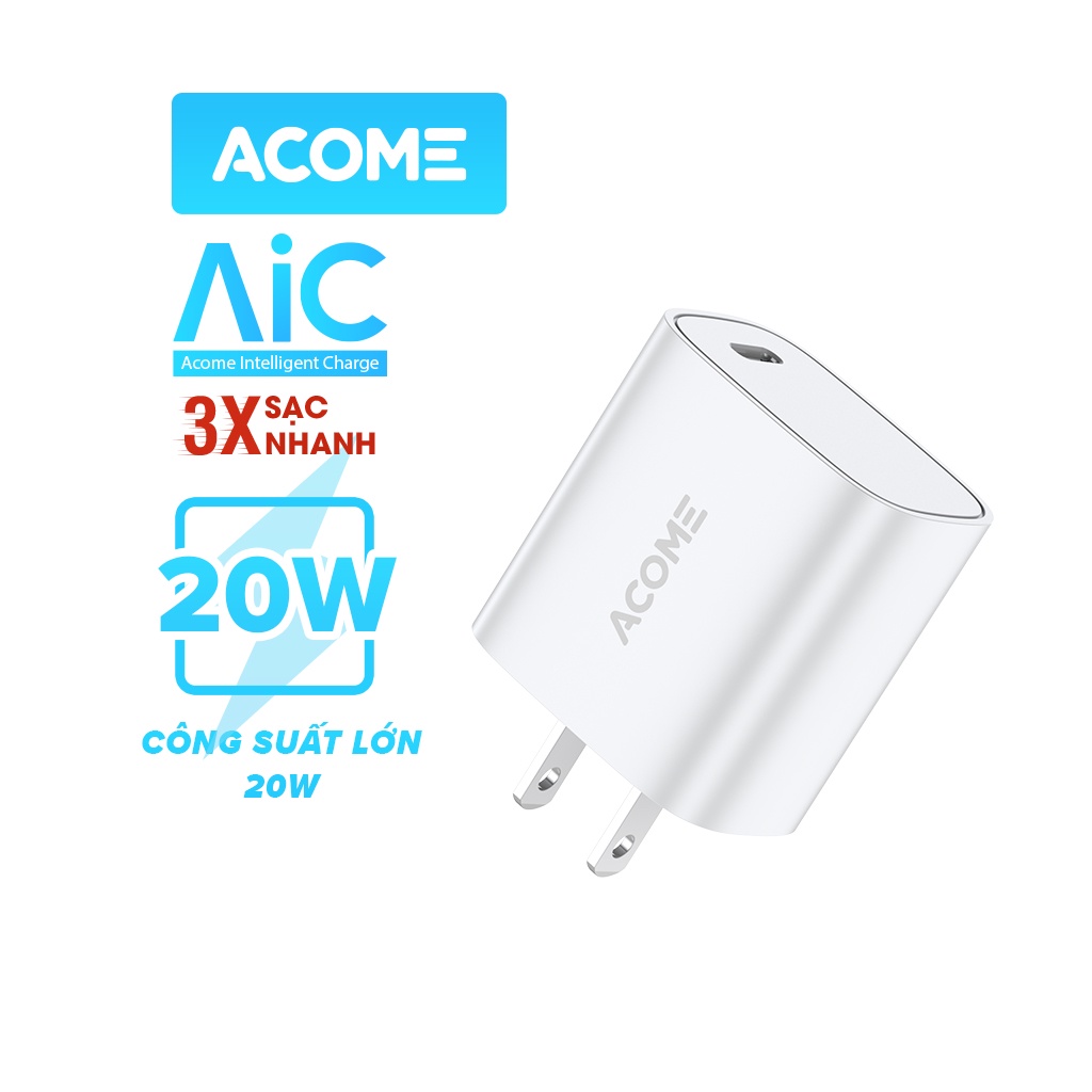 Cốc Sạc iphone ACOME AC05U Bộ Sạc Iphone Cổng Type C PD Công Suất Lớn 20w